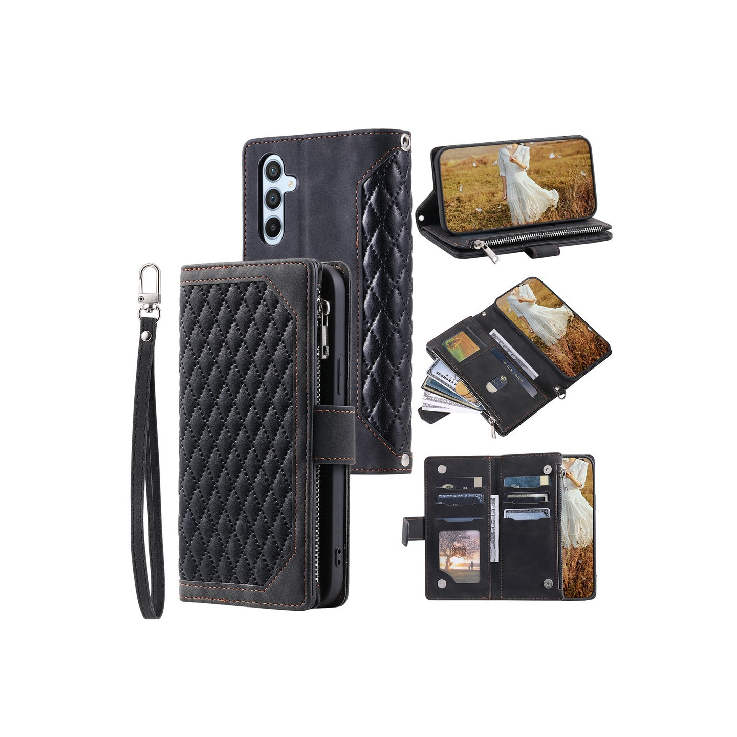 For Samsung Galaxy S26+ 5G Zipper Wallet Case Rhombus Phone Cover