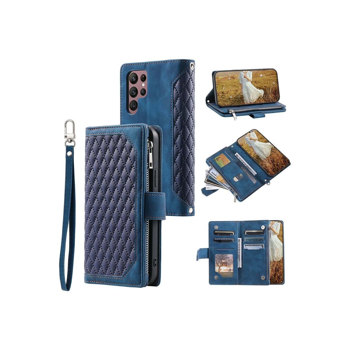 För Samsung Galaxy S26 Ultra 5G Zipper Wallet Case Rhombus Telefonfodral