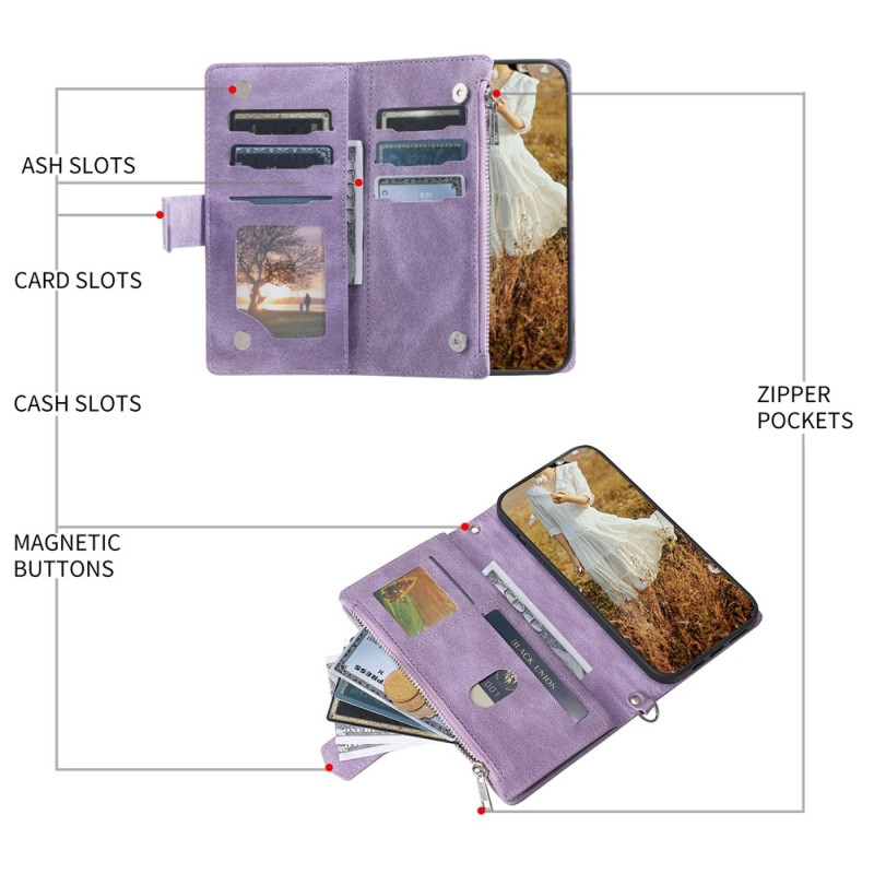 Samsung Galaxy S26 Ultra 5G Zipper Wallet Case Rhombus Stitching Line Puhelinsuojus