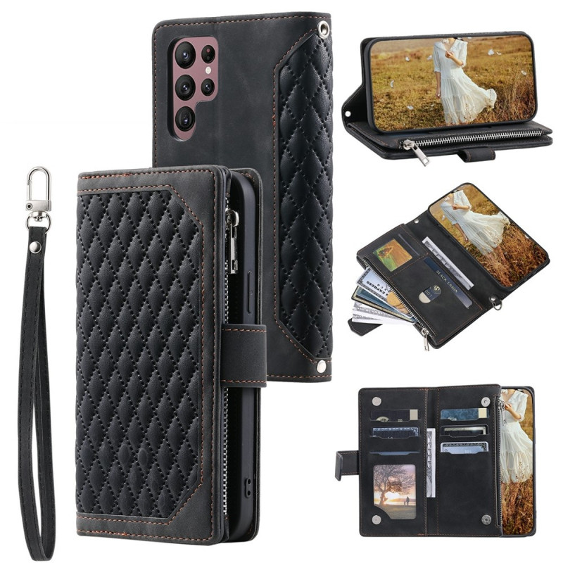 För Samsung Galaxy S26 Ultra 5G Zipper Wallet Case Rhombus Telefonfodral