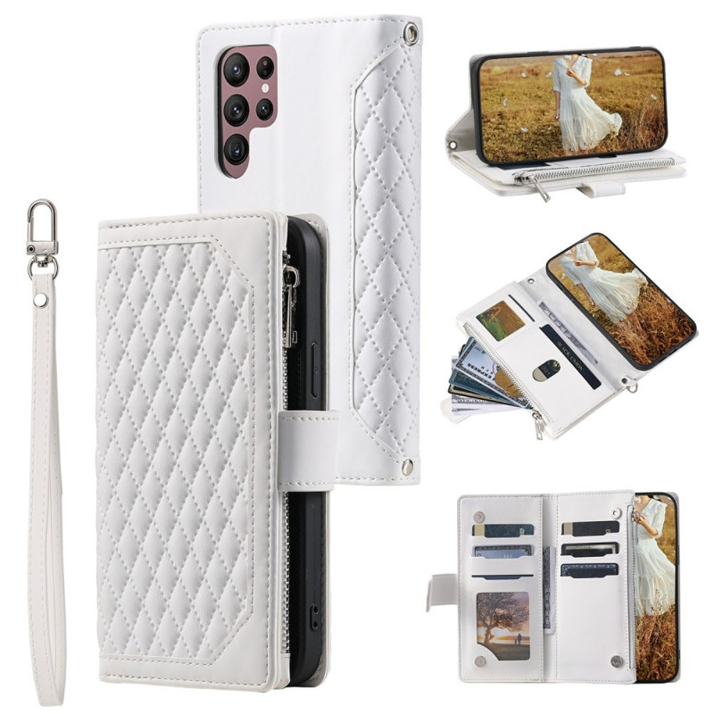 Samsung Galaxy S26 Ultra 5G Zipper Wallet Case Rhombus Stitching Line Puhelinsuojus