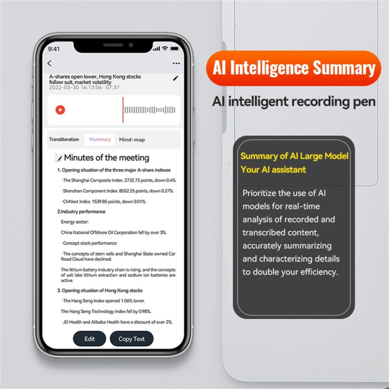 Oversetter AI Stemmeopptaker ChatGPT 128 GB Smart Transkripsjon Oversettelse