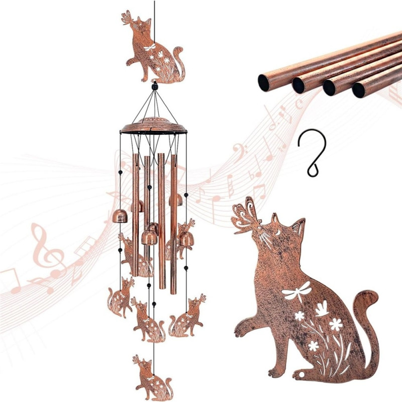 34 inch iron wind chime musical garden decor wind chime garden outdoor - Cat