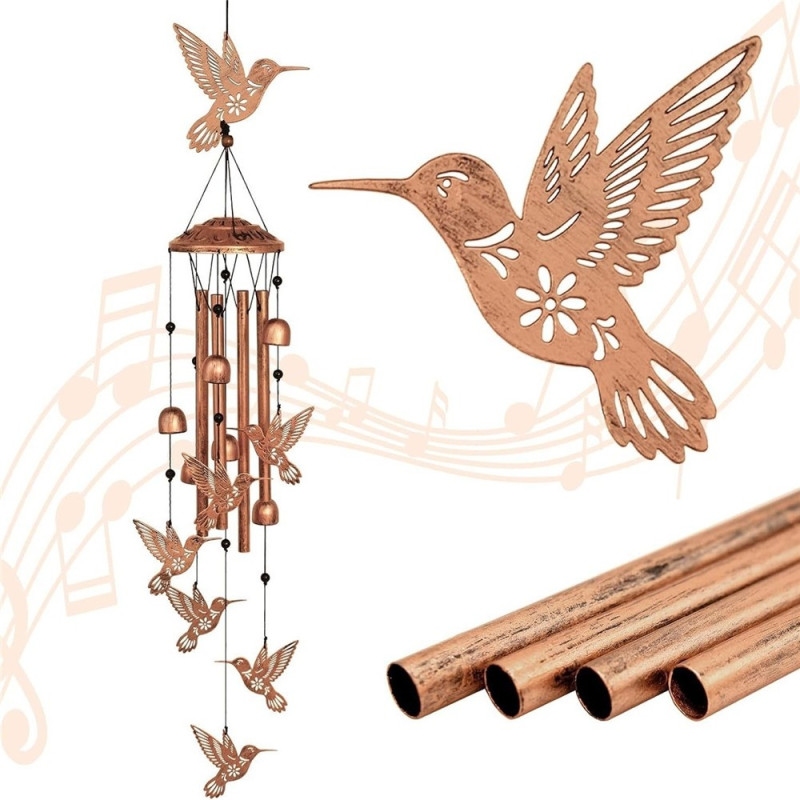 34 tommer jernvindklokke musikalsk havedekoration vindklokke have udendørs - Hummingbird