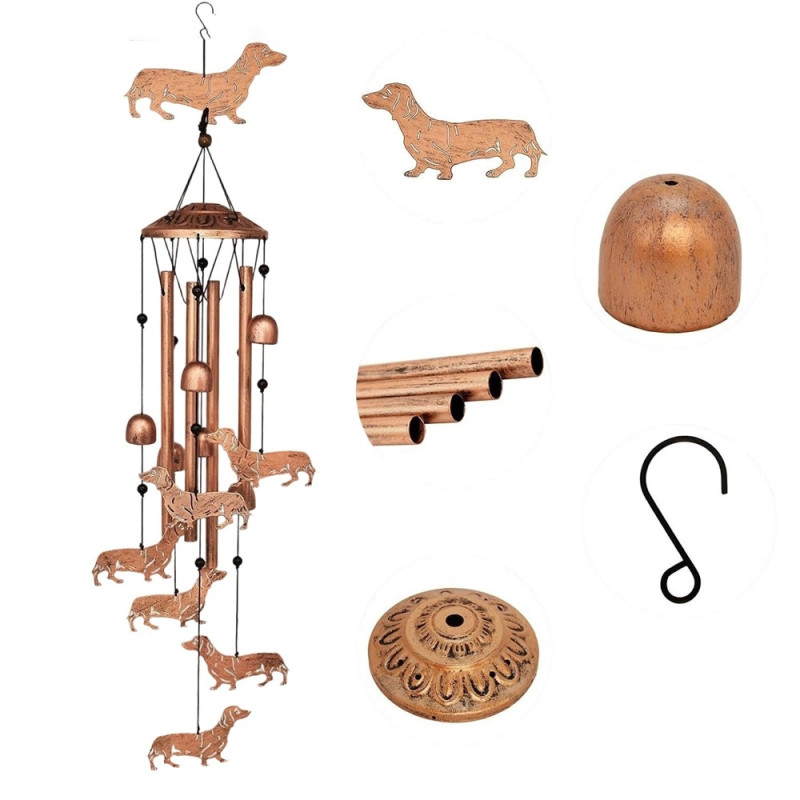 34 inch iron wind chime musical garden decor wind chime garden outdoor - Dachshund