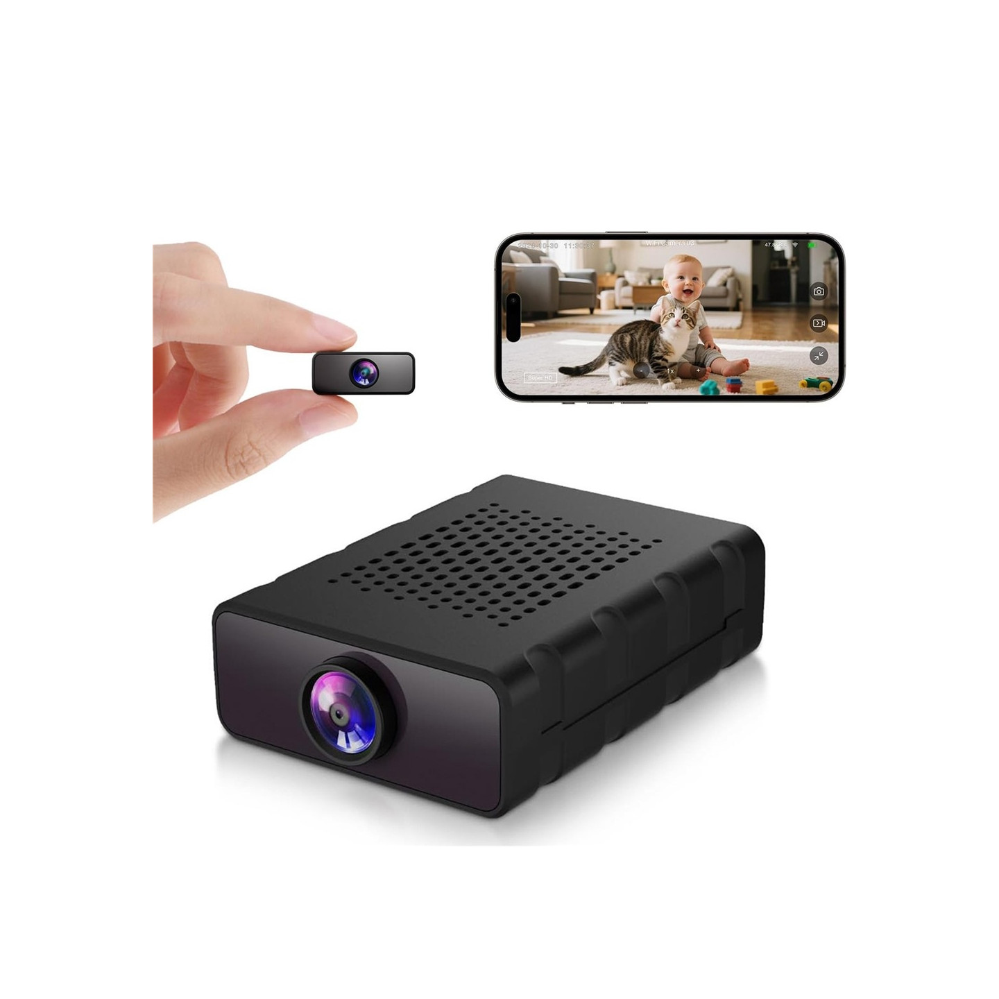 WiFi Mini Kamera Monitor Bevegelsesdeteksjon Fjernstyrt opptaker Vidvinkel Nattsyn