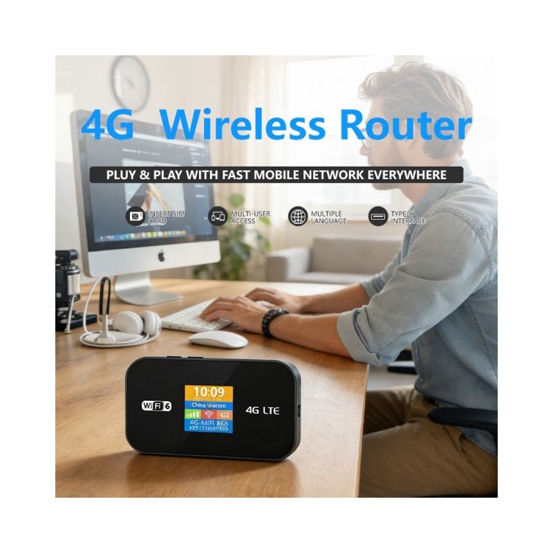 4G LTE Mobile WiFi 6 Router Color Screen 300Mbps Portable Hotspot Eurasian Version