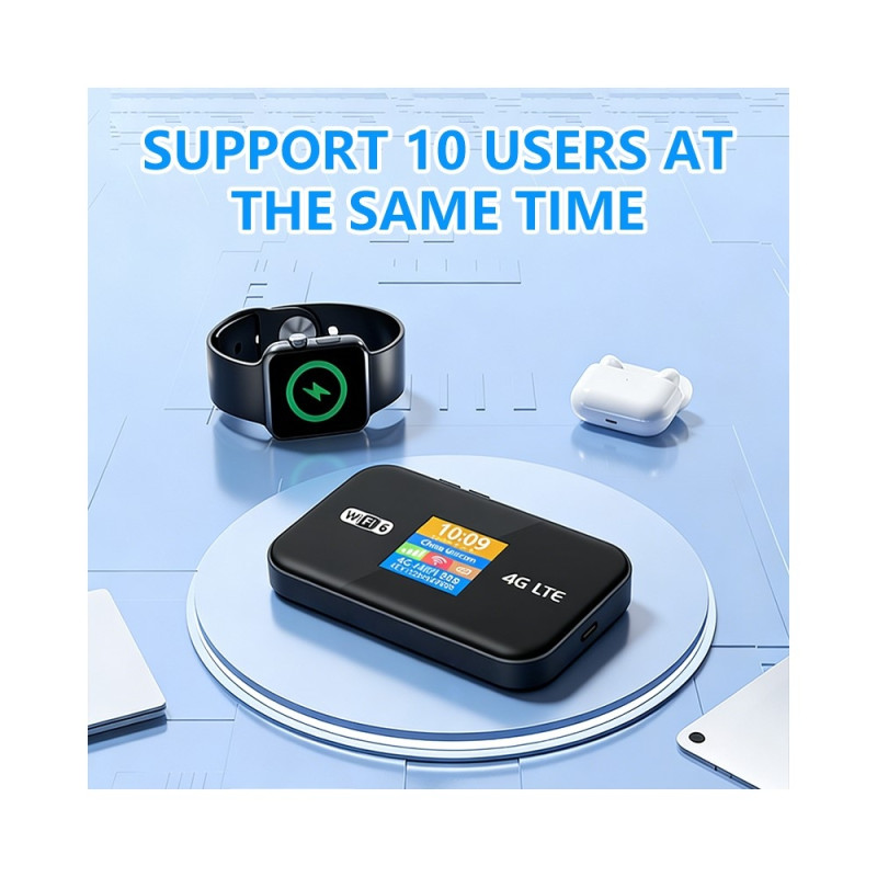 4G LTE -mobiili WiFi 6 -reititin, värinäyttö, 300 Mbps kannettava hotspot, euraasialainen versio