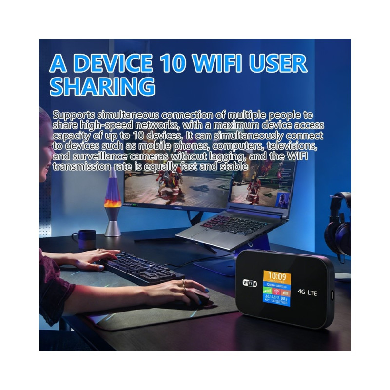 4G LTE mobil WiFi 6-ruter fargeskjerm 300 Mbps bærbar hotspot eurasisk versjon