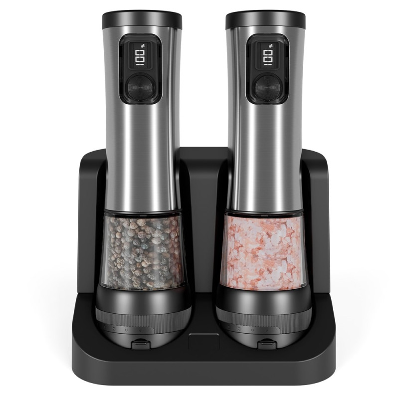 Salt Pepper Krydderkvern Rustfritt Stål Elektrisk Krydderkvern Oppladbar