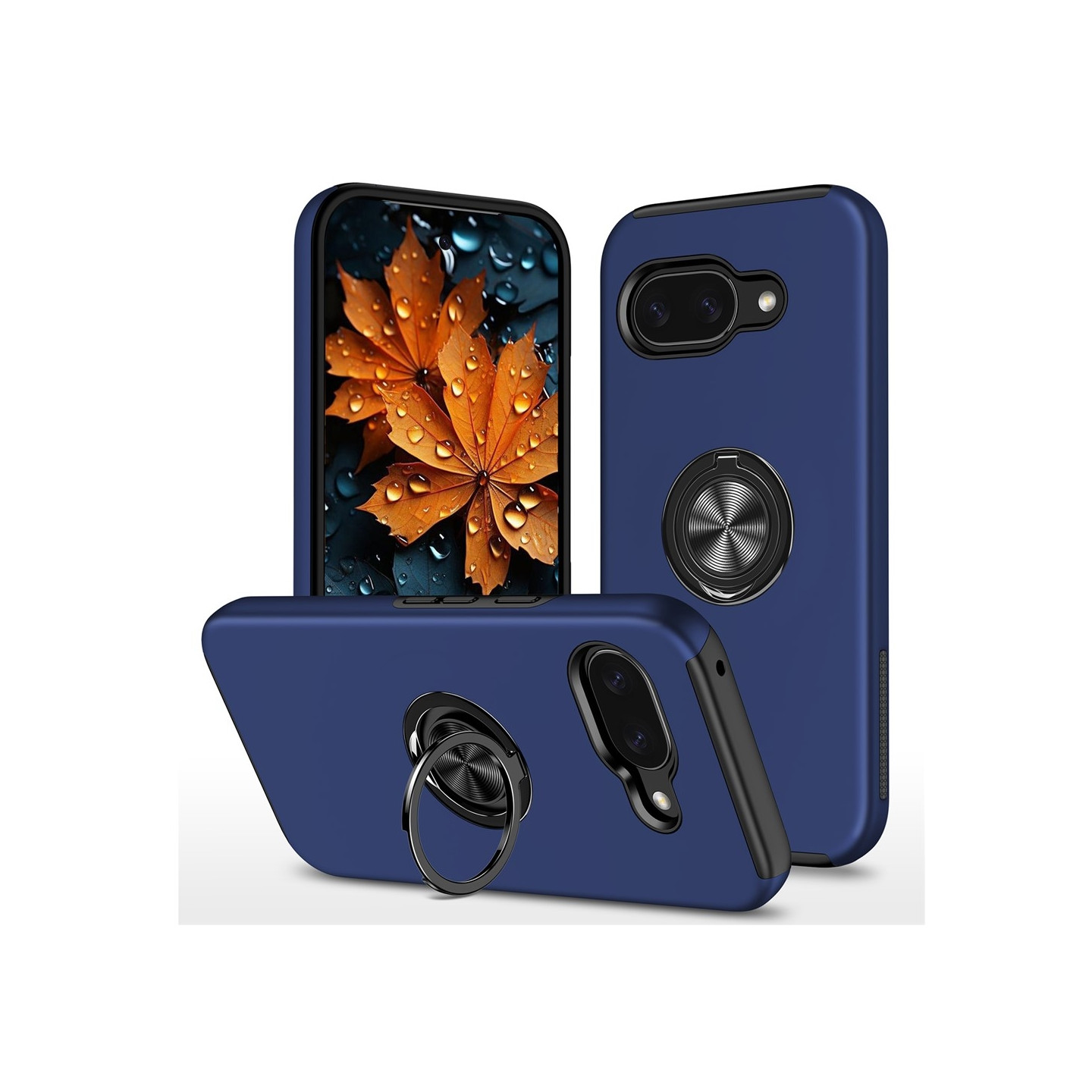 Til Google Pixel 10a SkalFingerring Kickstand Hybrid Taske - Blå