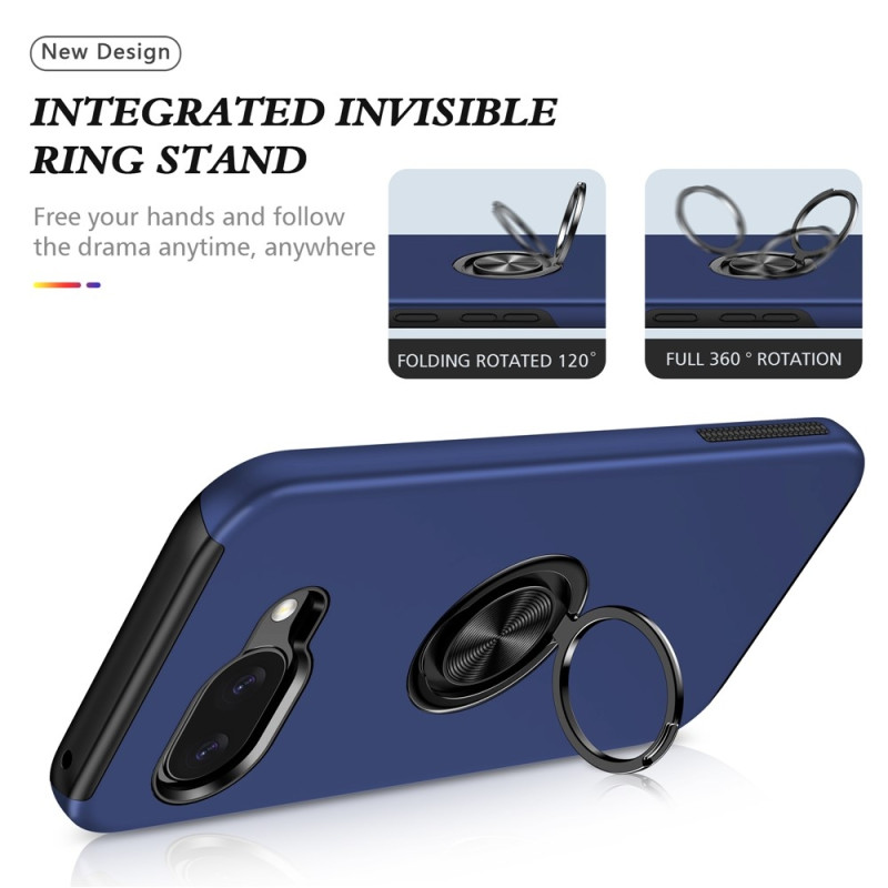 Til Google Pixel 10a SkalFingerring Kickstand Hybrid Taske - Blå
