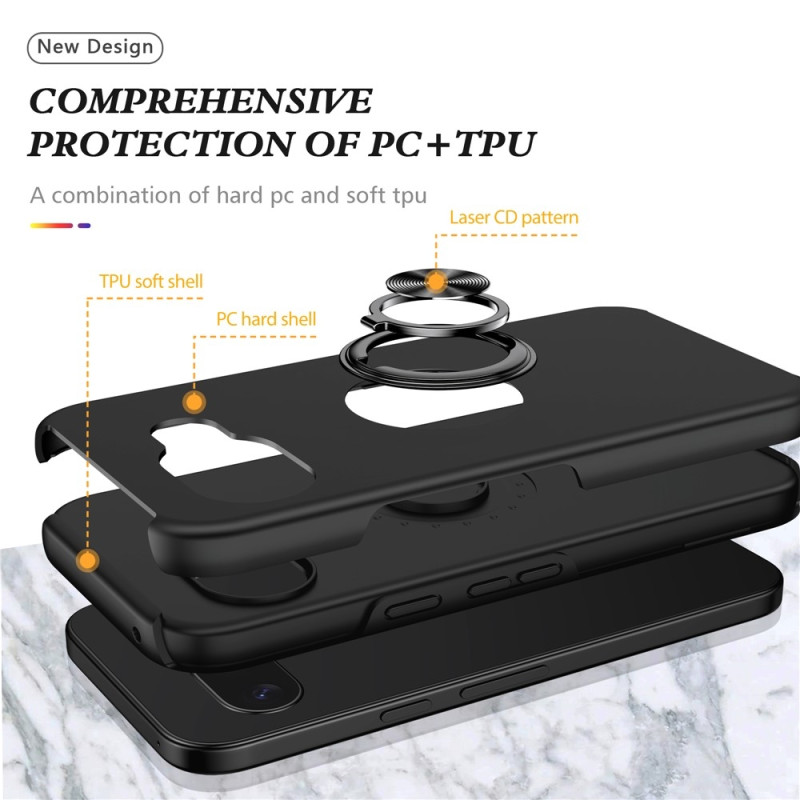 Til Google Pixel 10a SkalFingerring Kickstand Hybrid Taske - Sort