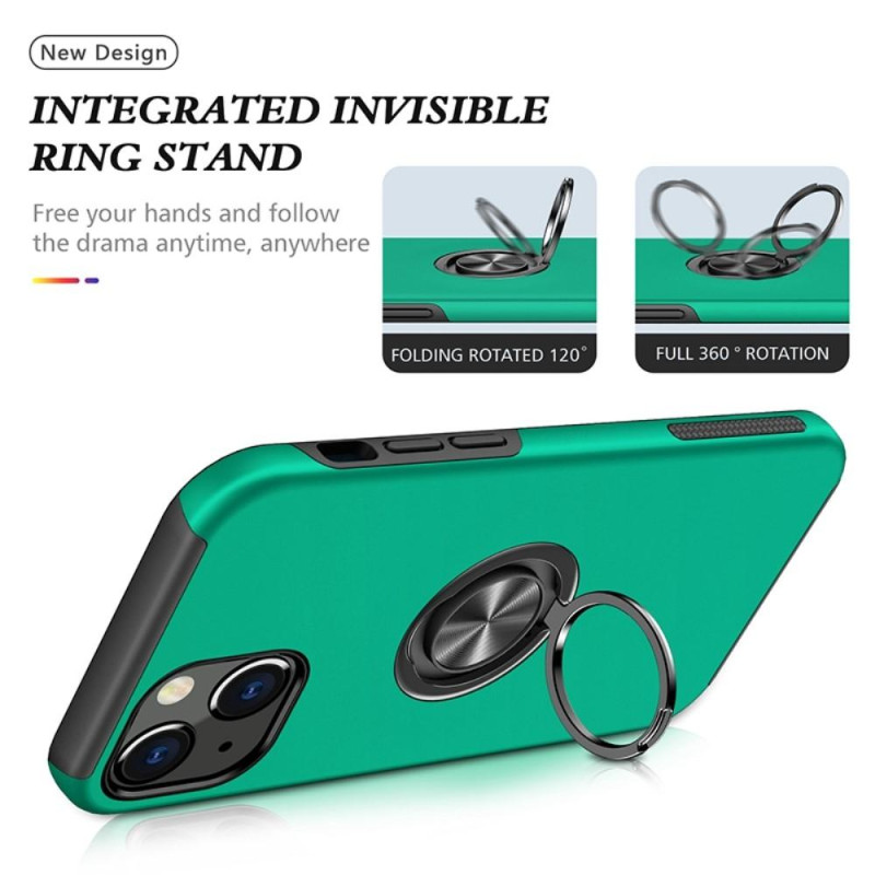iPhone 14 Plus Finger Ring Kickstand Hybrid Case - Green