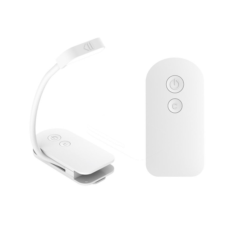 Leselampe med 3 fargetemperaturer, klembar LED-skrivebordslampe, boklampe - Hvit