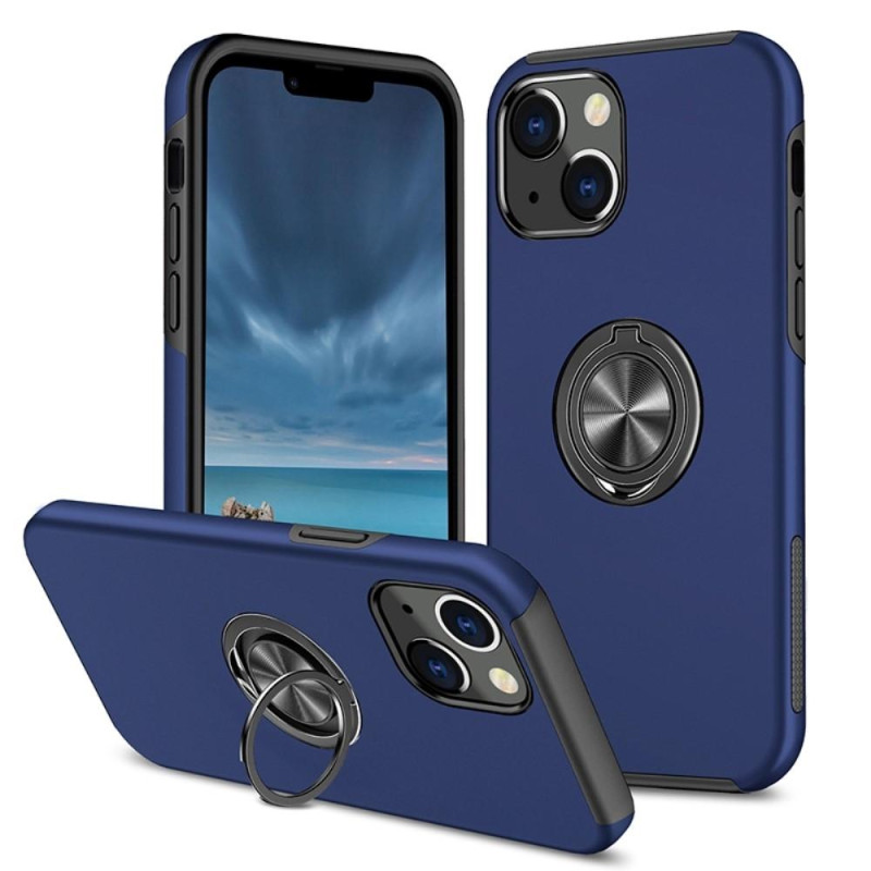 iPhone 14 Plus Finger Ring Kickstand Hybrid Case - Blue