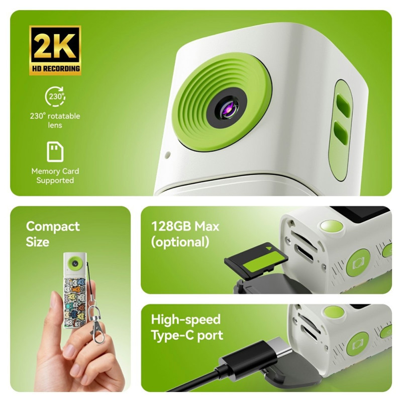 G10 Mini Camera 0.96" näyttö 2K HD -videokamera 230 astetta kääntyvällä linssillä