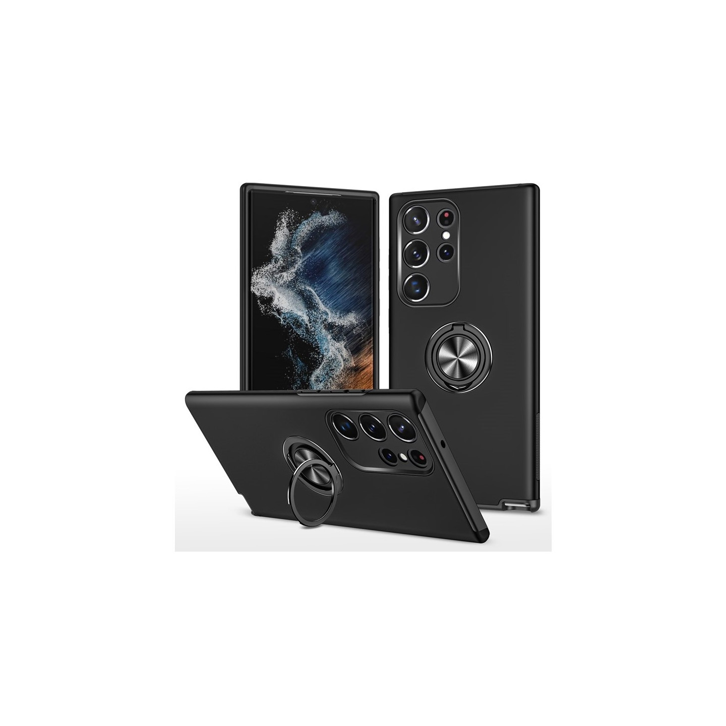 Til Samsung Galaxy S26 Ultra Hybridcover med Ringholder og Stander - Sort