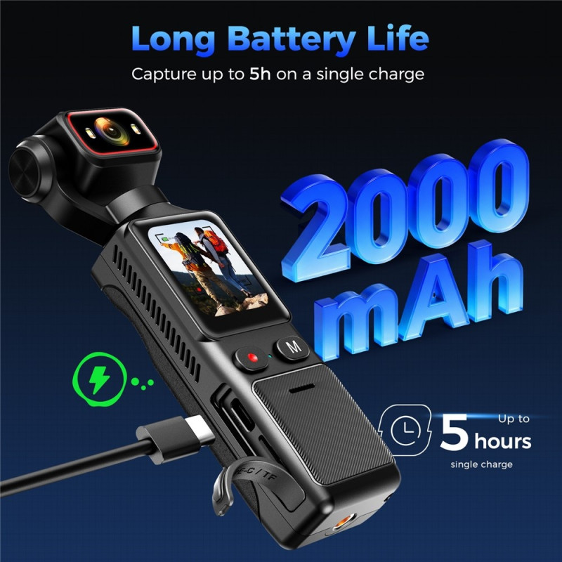 L19 4K Action Camera Anti-Shake VLOG Camcorder with 1.69 Inch Touch Screen and Wi-Fi