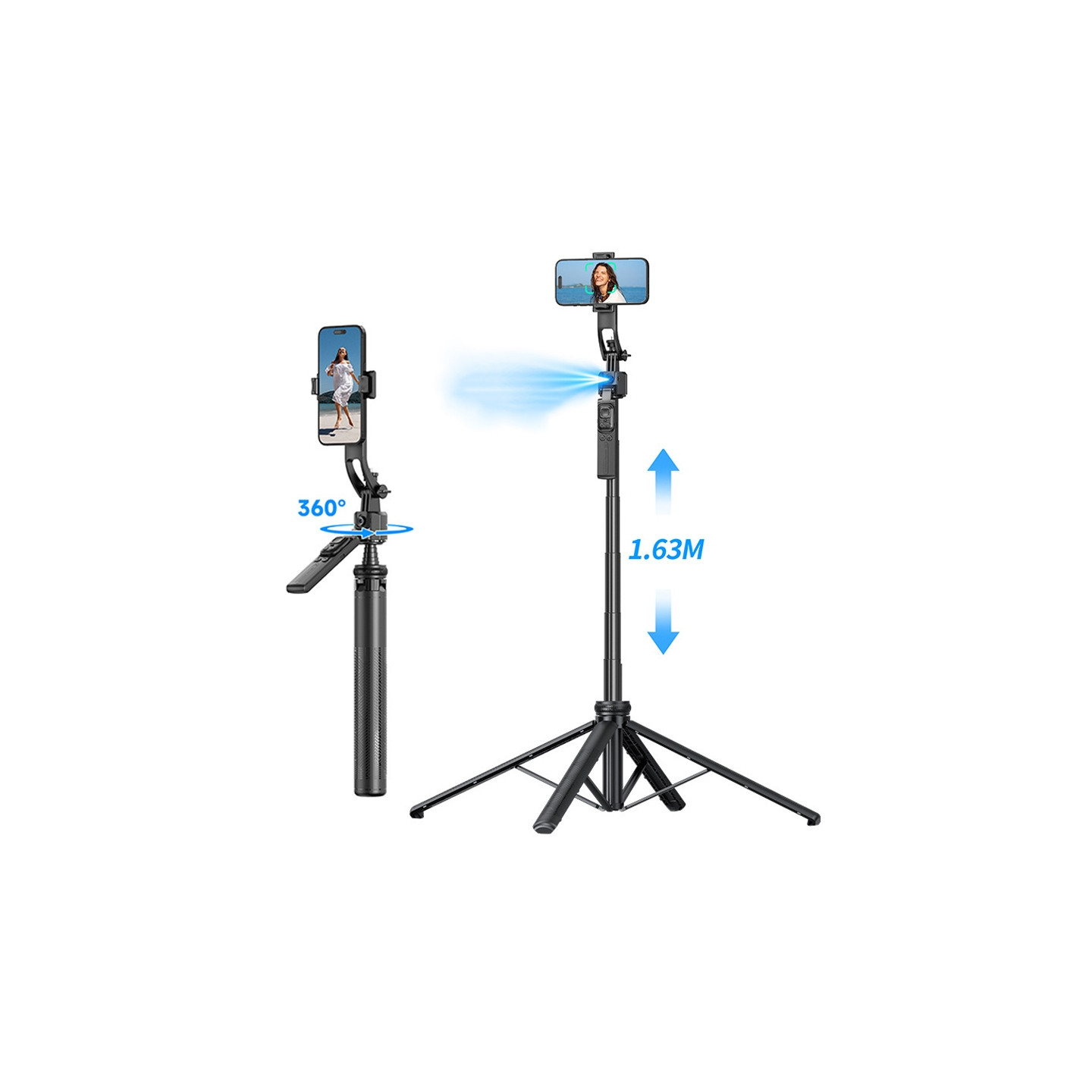 CYKE C17 AI Intelligent Ansigtssporingsstativ Live Streaming Selfiestang