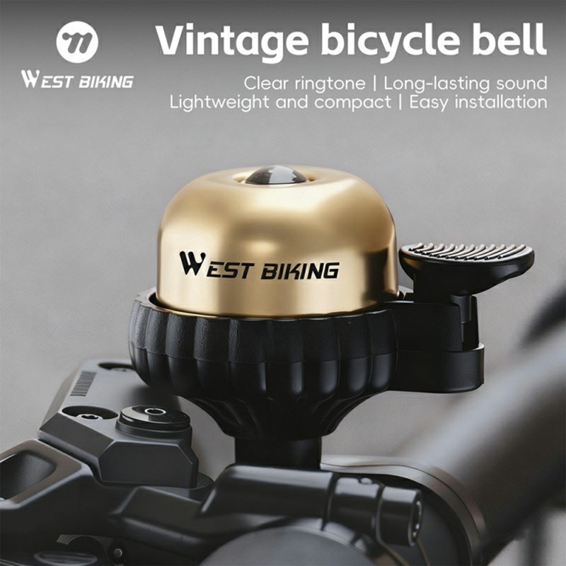 Bell WEST BIKING Vintage bicycle bell in copper waterproof Bicycle - Gold