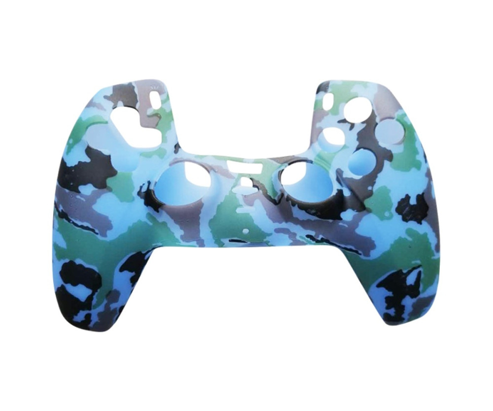 Playstation 5 / PS5 Silikon Skin skal - Mönster Camo Blå