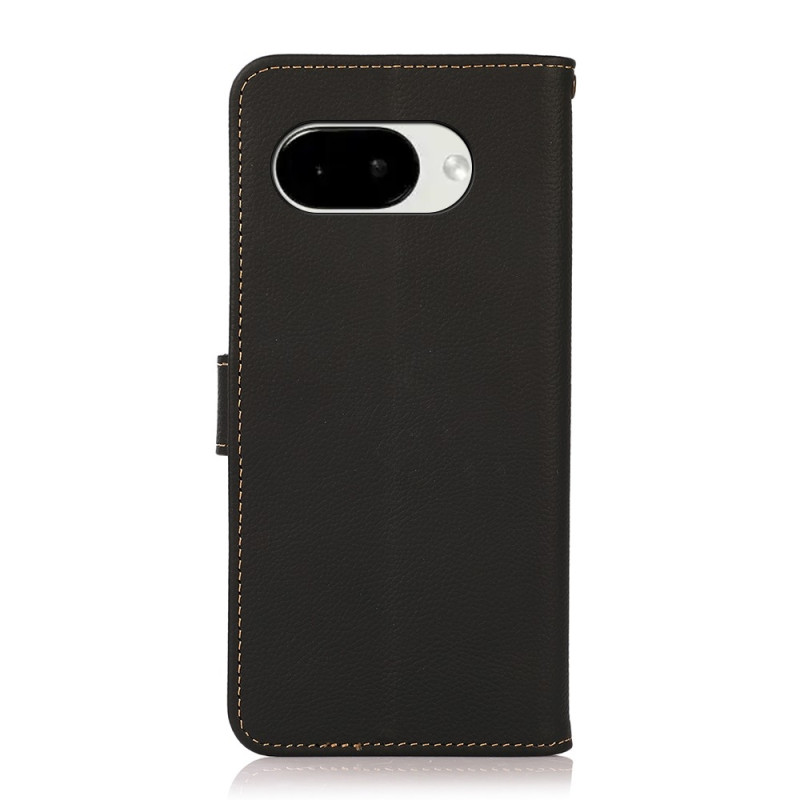 KHAZNEH For Google Pixel 10a Wallet Case Genuine Leather RFID Blocking - Black