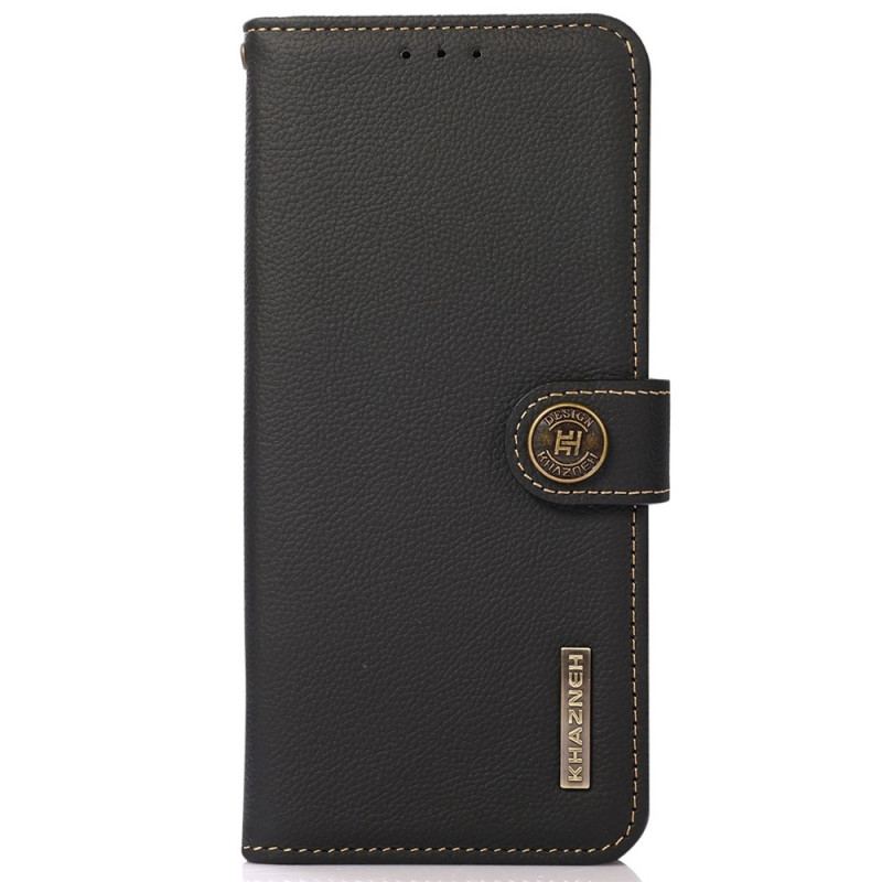KHAZNEH For Google Pixel 10a Wallet Case Genuine Leather RFID Blocking - Black