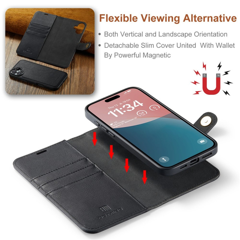DG.MING For iPhone 17 Wallet Case Detachable 2 in 1 - Black