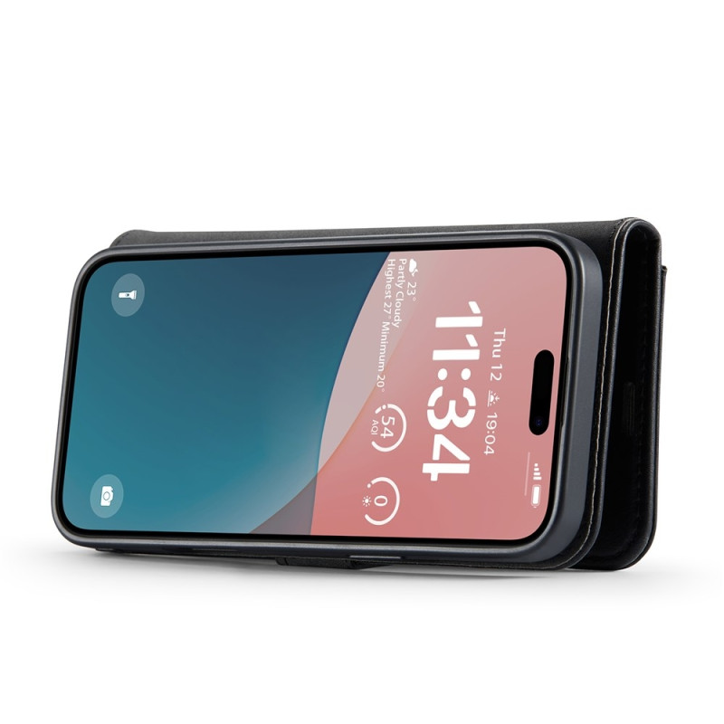 DG.MING Til iPhone 17 Lommebokdeksel Avtakbart 2 i 1 - Svart