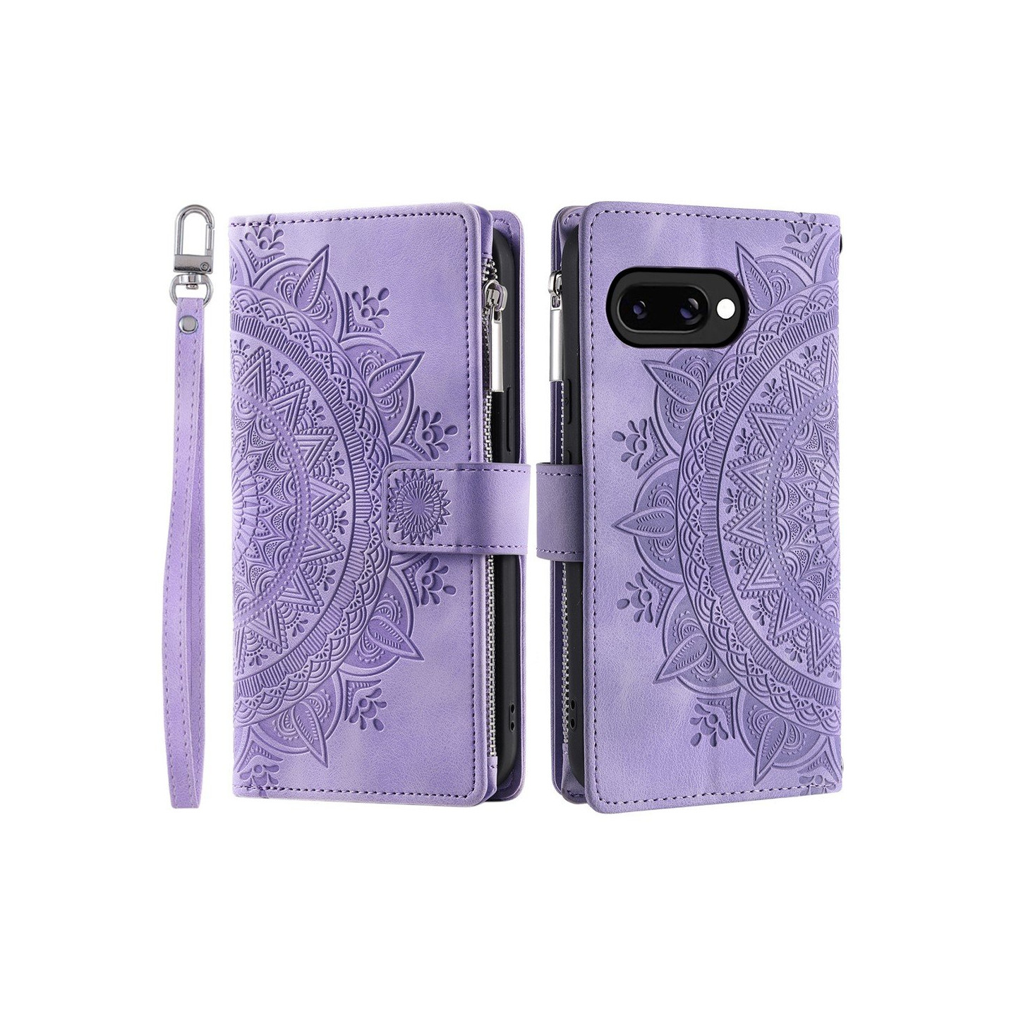 Til Google Pixel 10a Pungcover Mandala Blomstermønster - Lilla