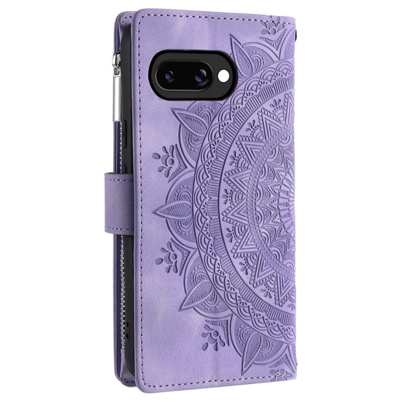 For Google Pixel 10a Wallet Case PU Leather Mandala Flower Pattern - Purple