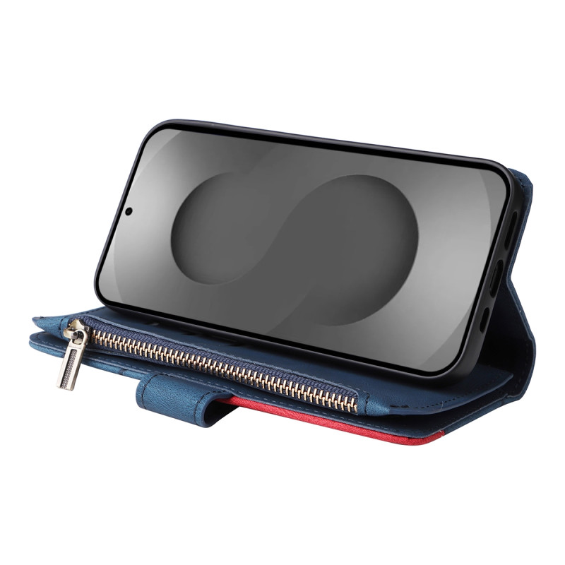 Til Samsung Galaxy S26 Ultra Pungcover med Lynlås og Håndledsrem Stander - Blå