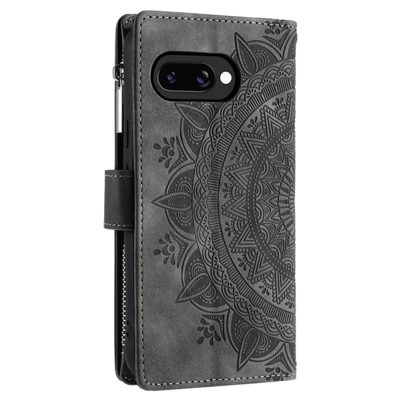 Til Google Pixel 10a Pungcover Mandala Blomstermønster - Grå