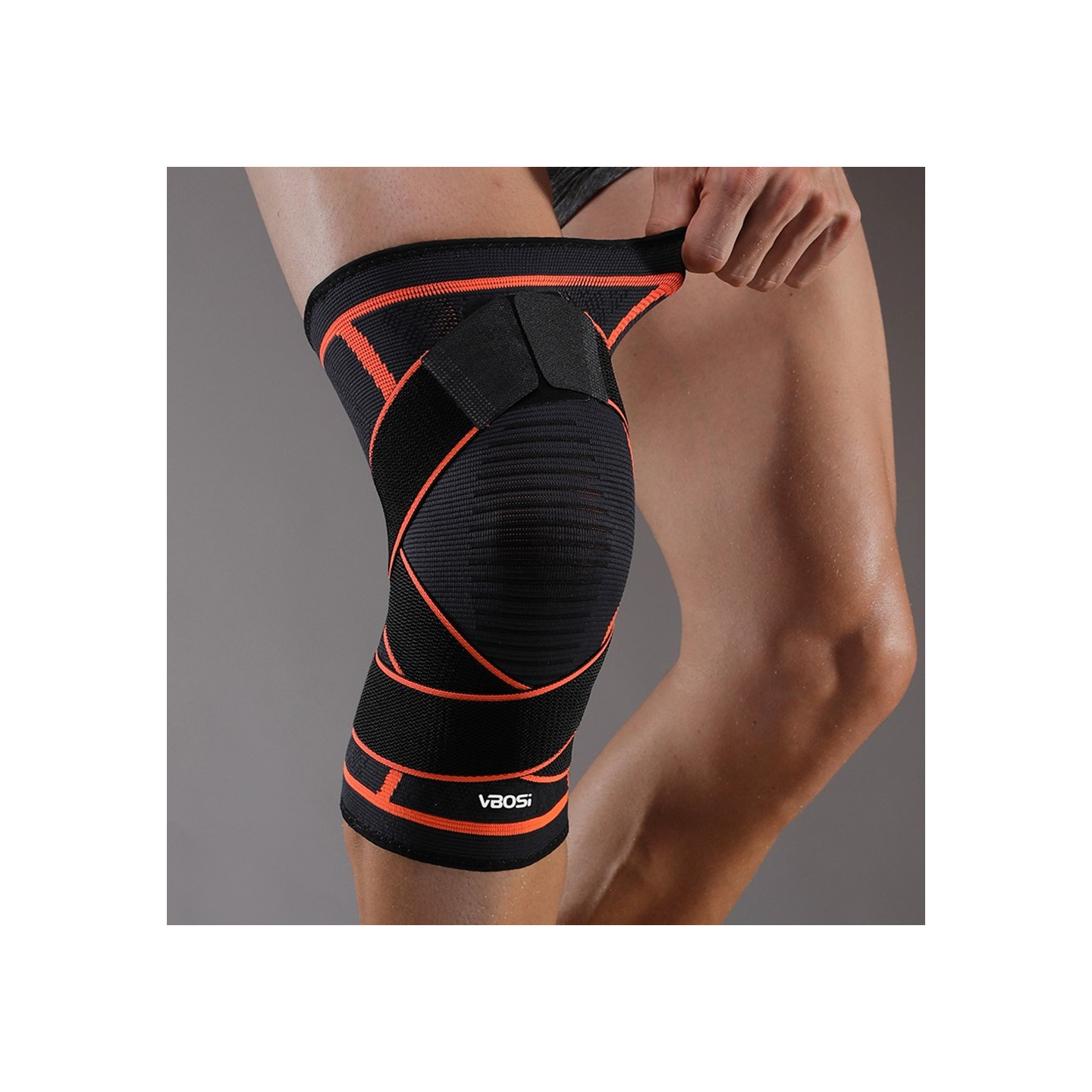 1 stk. elastisk stabil støtte knestøtte knestøtte knebeskytter patellavarme - M - Oransje