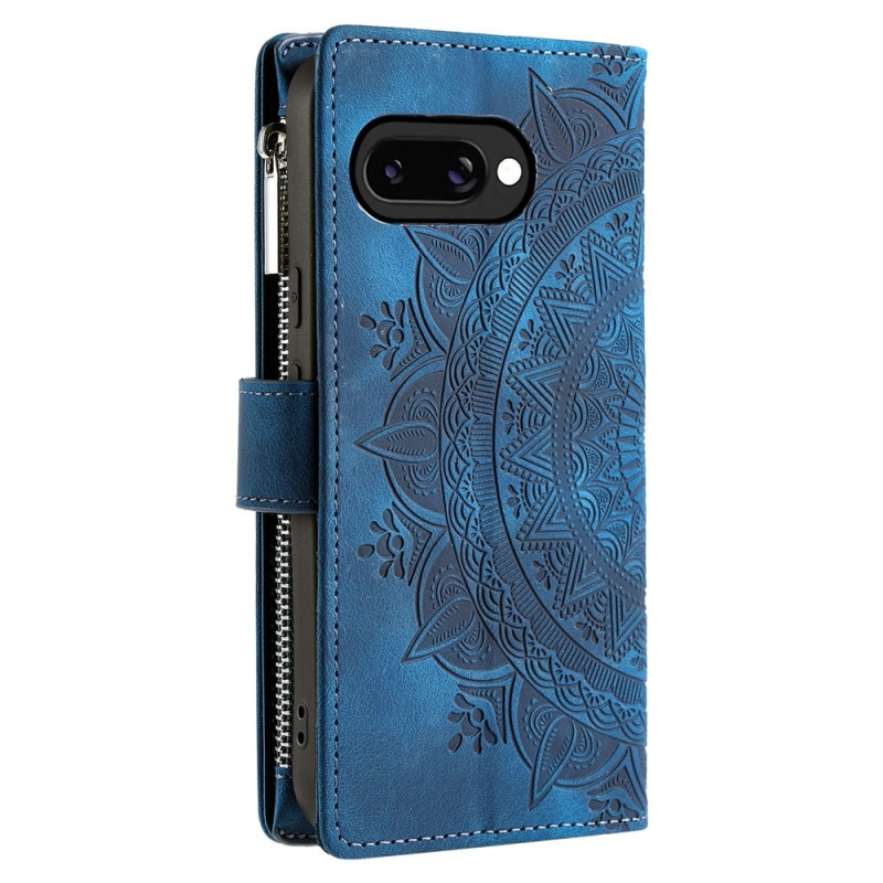 For Google Pixel 10a Wallet Case PU Leather Mandala Flower Pattern - Blue