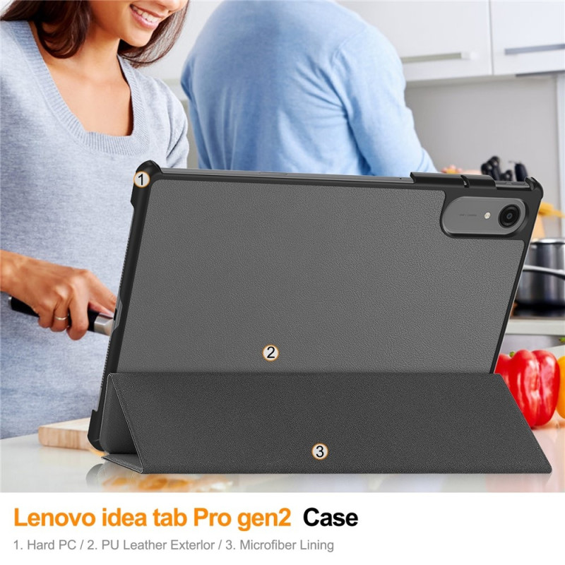 Til Lenovo Idea Tab Pro Gen 2 13" Deksel med Stativ Støtsikker - Grå
