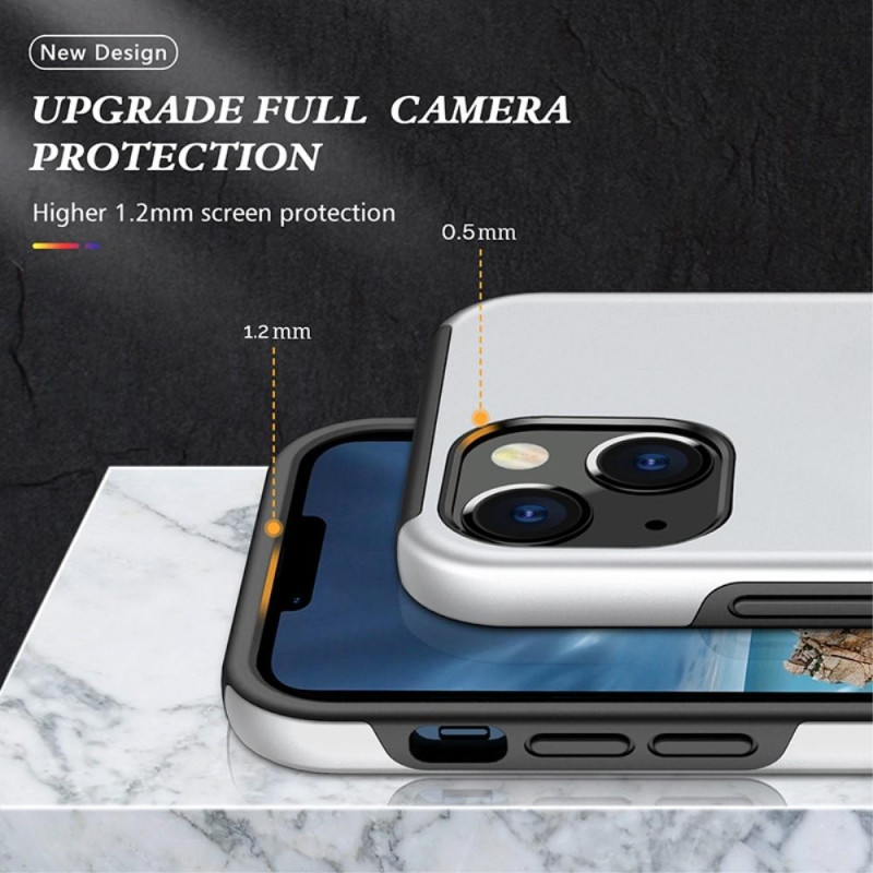 iPhone 14 Plus Finger Ring Kickstand Hybrid Case - Silver