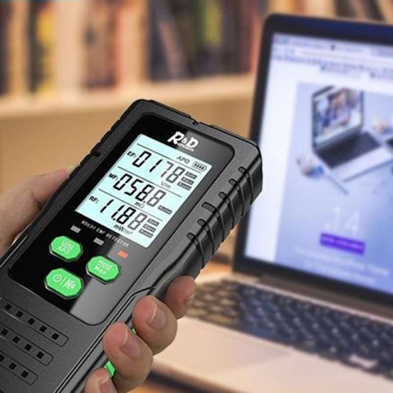 EMF-detektor 3-i-1 elektrisk magnetisk RF-strålingsmåler EF MF-frekvenstester