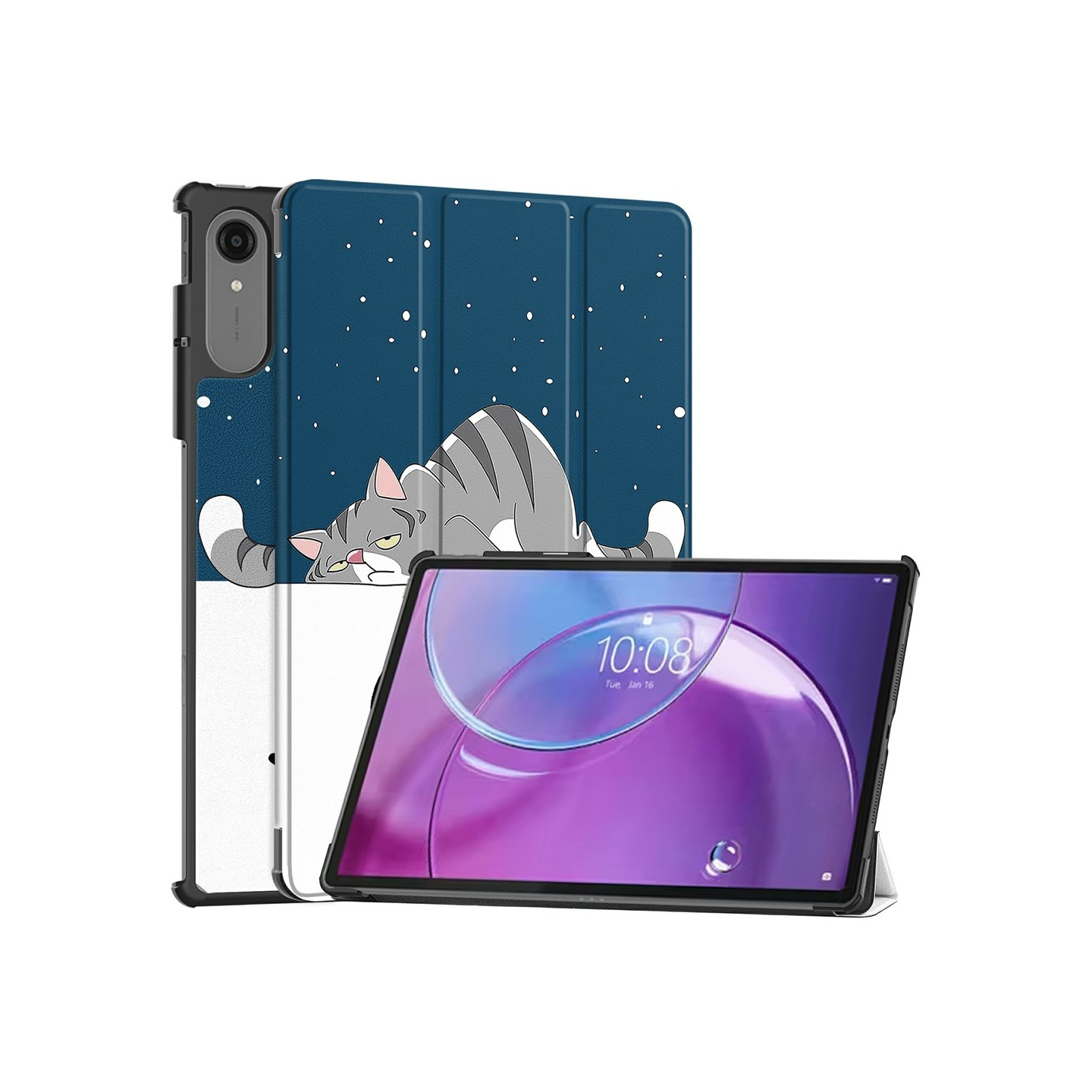 Til Lenovo Idea Tab Pro Gen 2 13" Cover Tri-fold Stander Mønsterprint - Cat