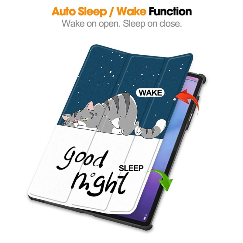 For Lenovo Idea Tab Pro Gen 2 13" Case Tri fold Stand Pattern Print Tablet Cover - Cat