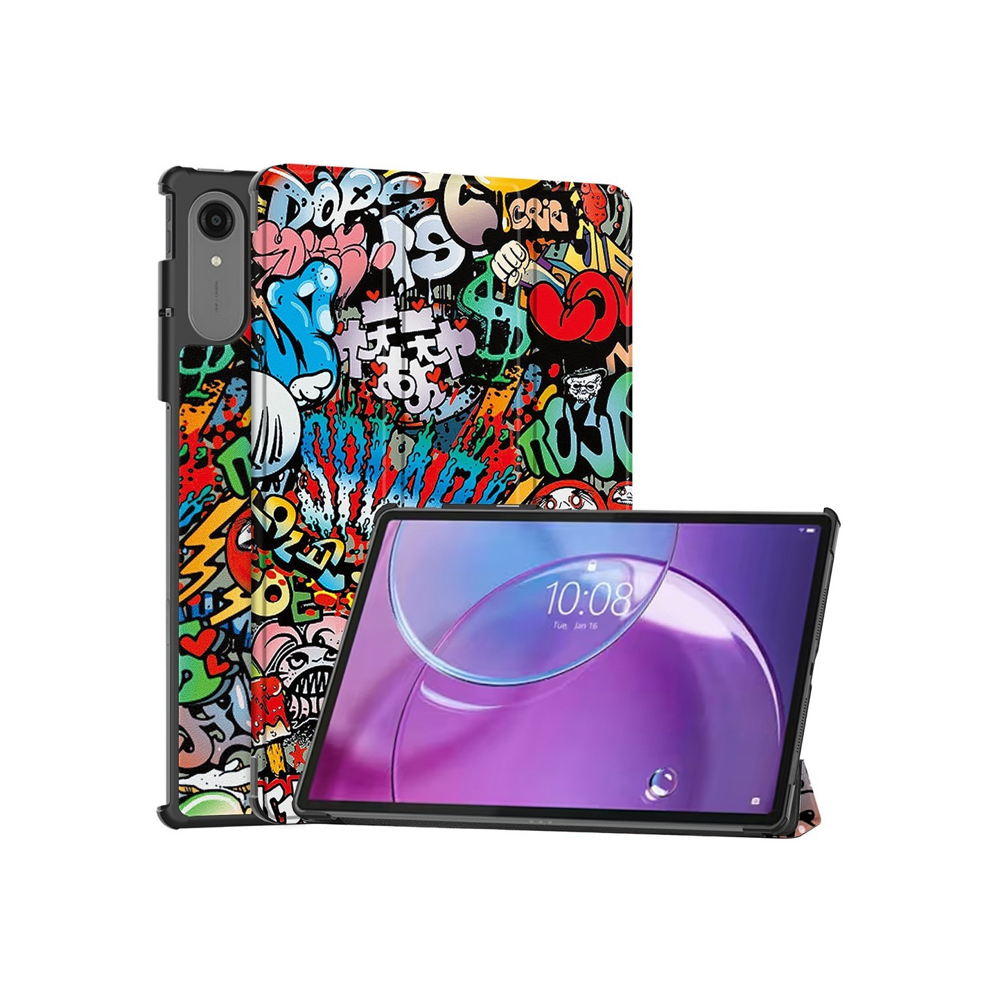 Lenovo Idea Tab Pro Gen 2 13" Suojakotelo Kolmitaitto Teline Kuviopainatus - Graffiti