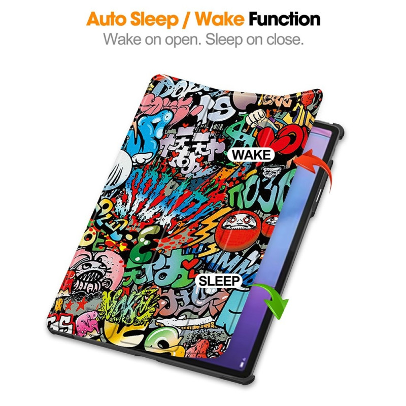 För Lenovo Idea Tab Pro Gen 2 13" Fodral Tri-fold Stativ Mönstertryck - Graffiti