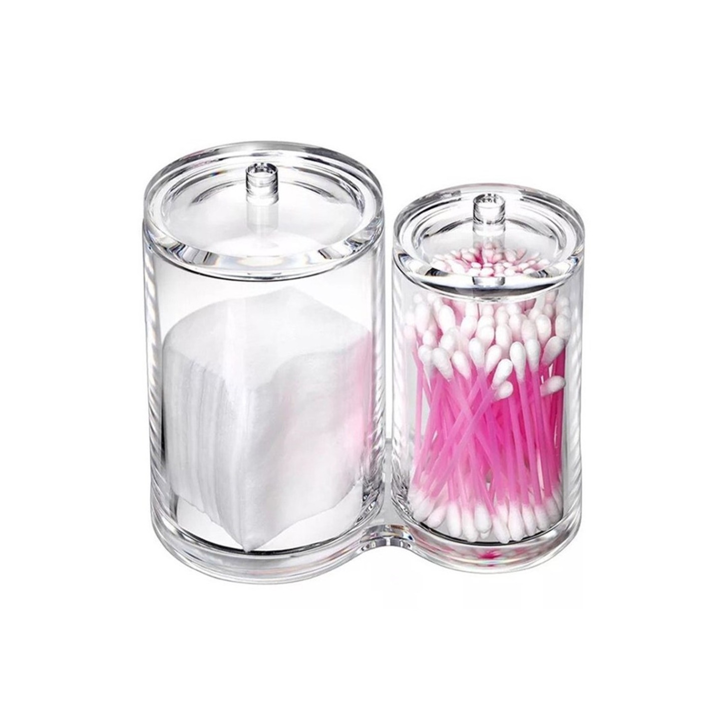 Sminkeboks med kosmetikkoppbevaring for leppestift, sminkekoster - 2 rom/med lokk