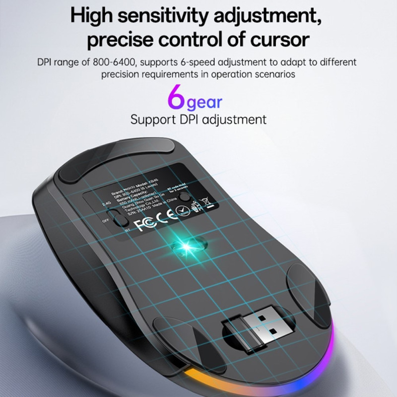 YESIDO Langaton Pelihiiri 2.4G + Bluetooth + Langallinen Hiiri RGB-Valolla