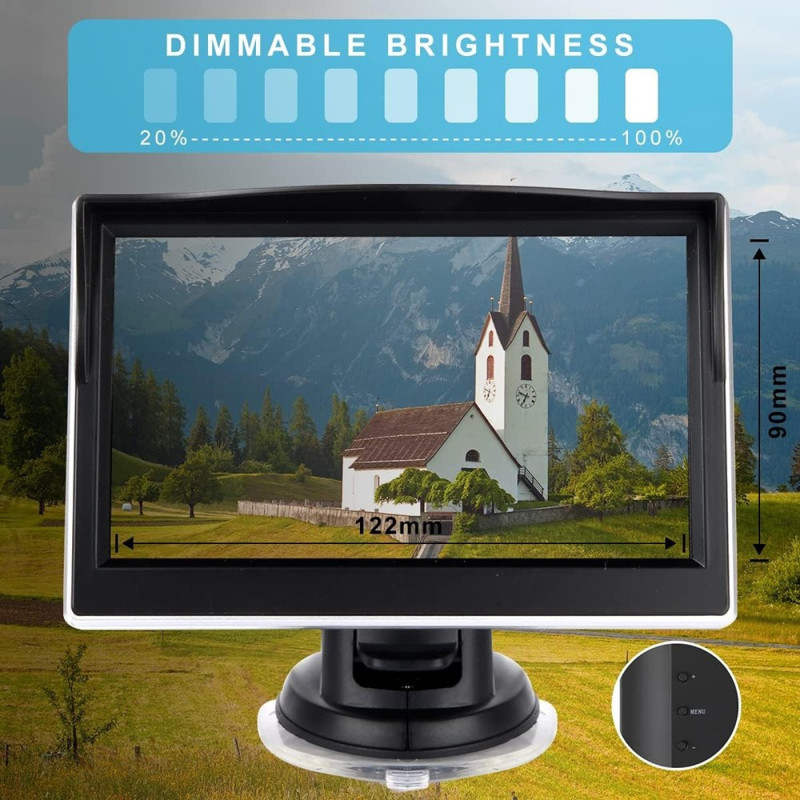 5" IPS-skærm HD 800 x 480 babyalarm til bil, vidvinkel, nattesyn, AHD 1080P-kamera