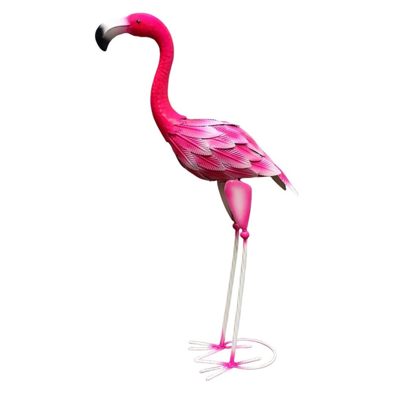Flamingostatue Metallskulptur Hagefugldekorasjon - med hodet opp