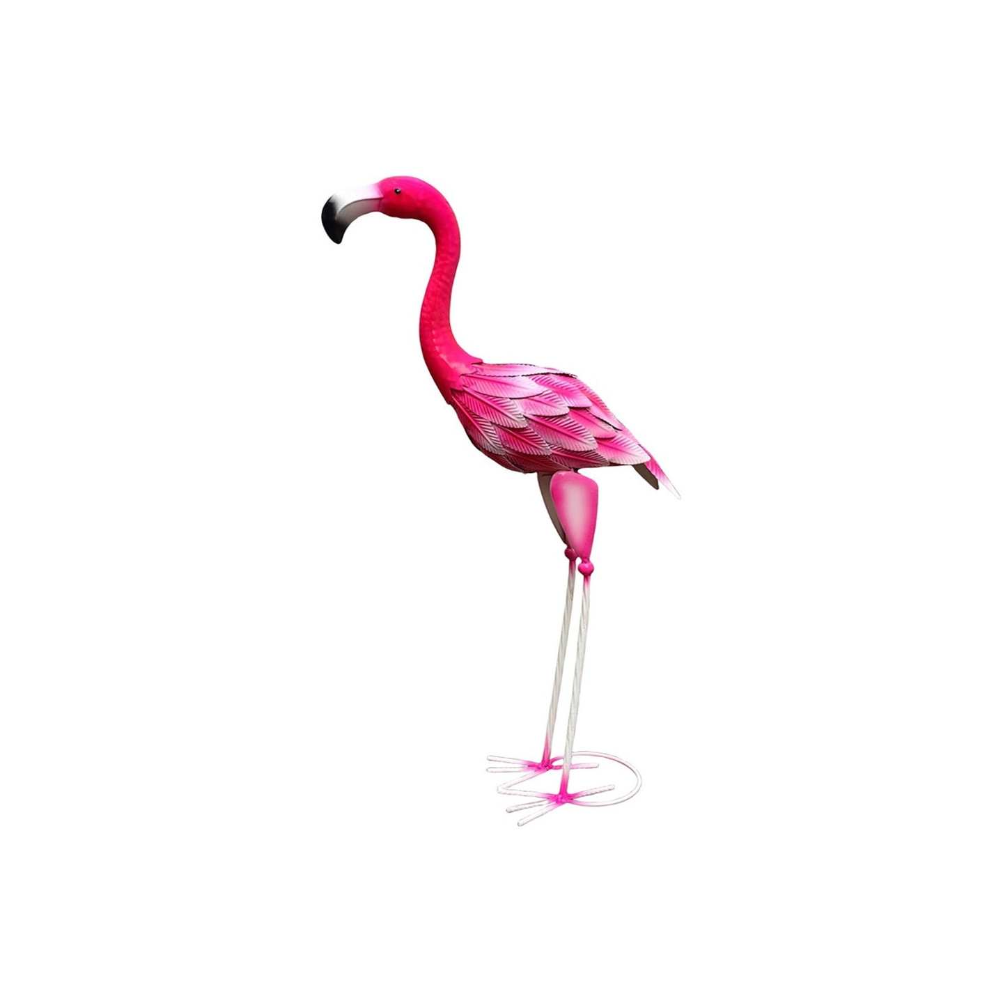 Flamingostatue Metallskulptur Hagefugldekorasjon - med hodet opp
