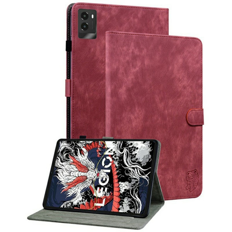 For Lenovo Legion Y700 (2025) Case Tiger Print Anti Scratch with Stand - Red