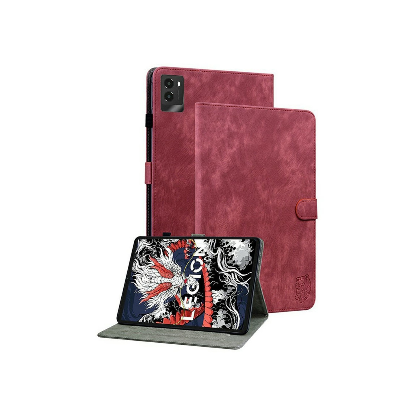 Lenovo Legion Y700 (2025) Suojakotelo Tiikerikuvio Naarmuuntumaton Teline - Punainen